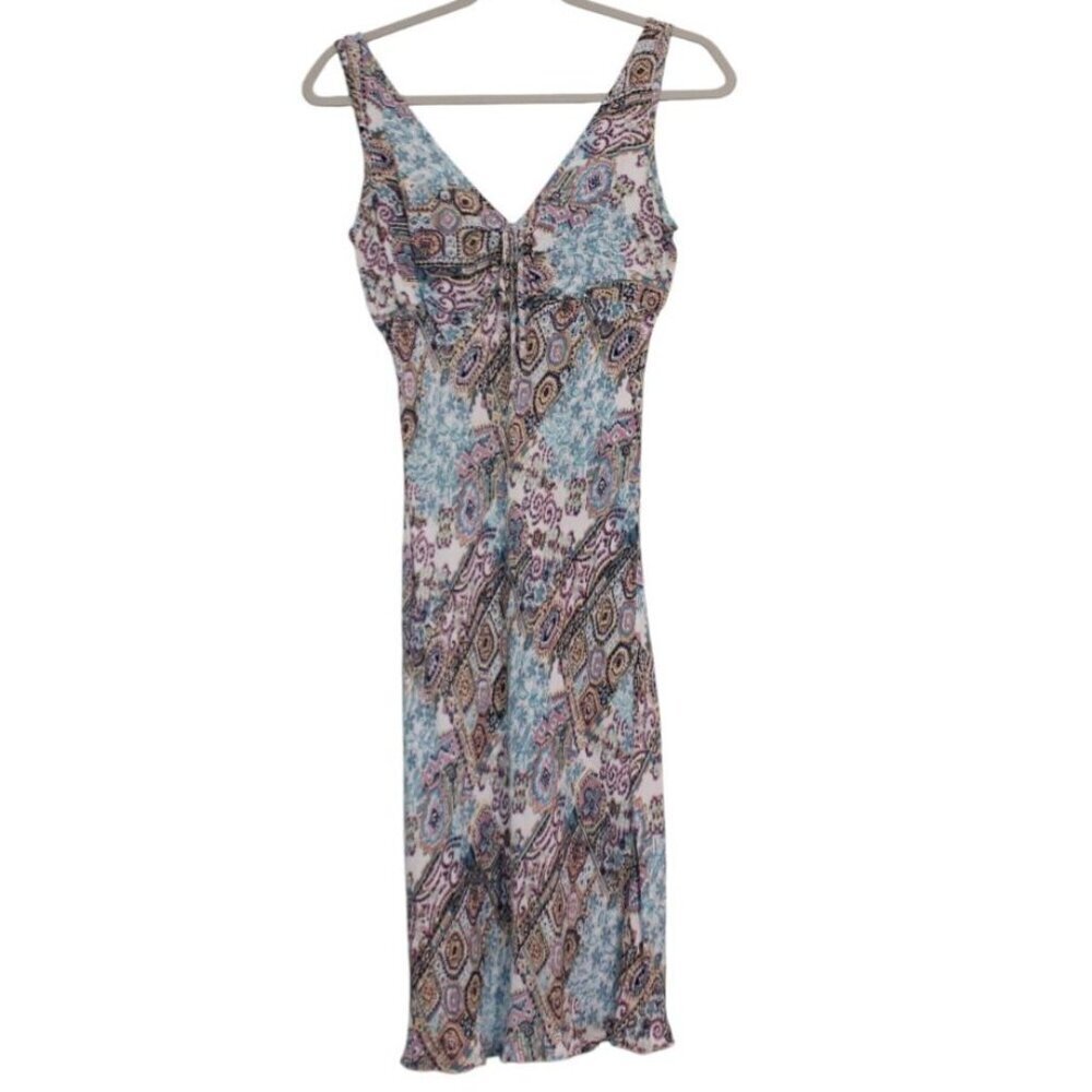 Vintage Y2K 90s Babydoll Dress Medium Multicolor Paisley Grunge Dainty Flowy - Picture 8 of 12